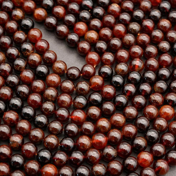 Hessonite Garnet · Smooth · Round · 6mm, 8mm, 10mm, Tejas Beads, Beads