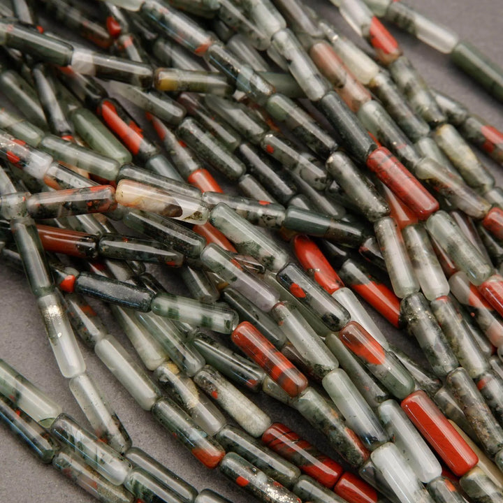 African Bloodstone · Smooth · Tube · 4mm, Tejas Beads, Beads