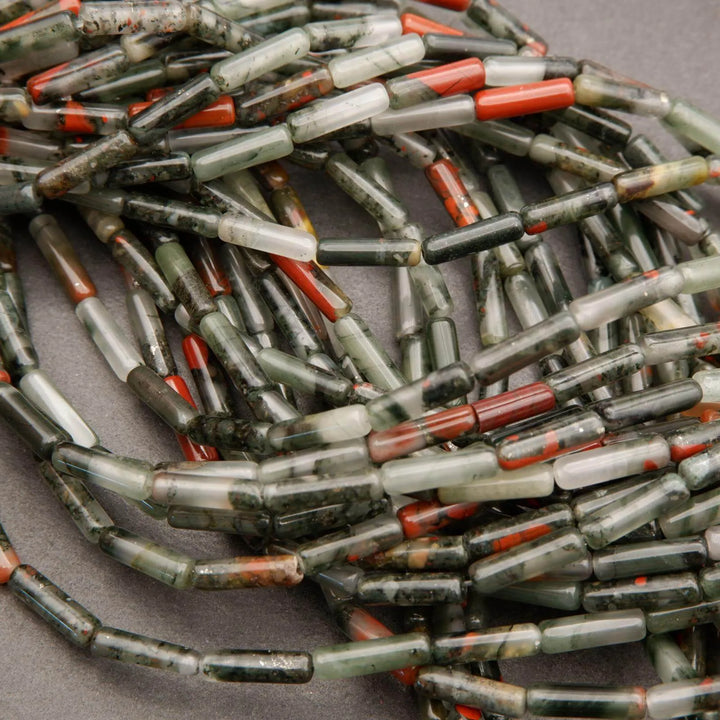 African Bloodstone · Smooth · Tube · 4mm, Tejas Beads, Beads