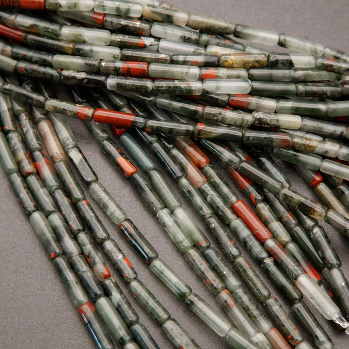 African Bloodstone · Smooth · Tube · 4mm, Tejas Beads, Beads