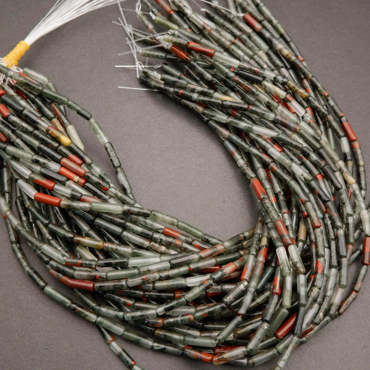 African Bloodstone · Smooth · Tube · 4mm, Tejas Beads, Beads