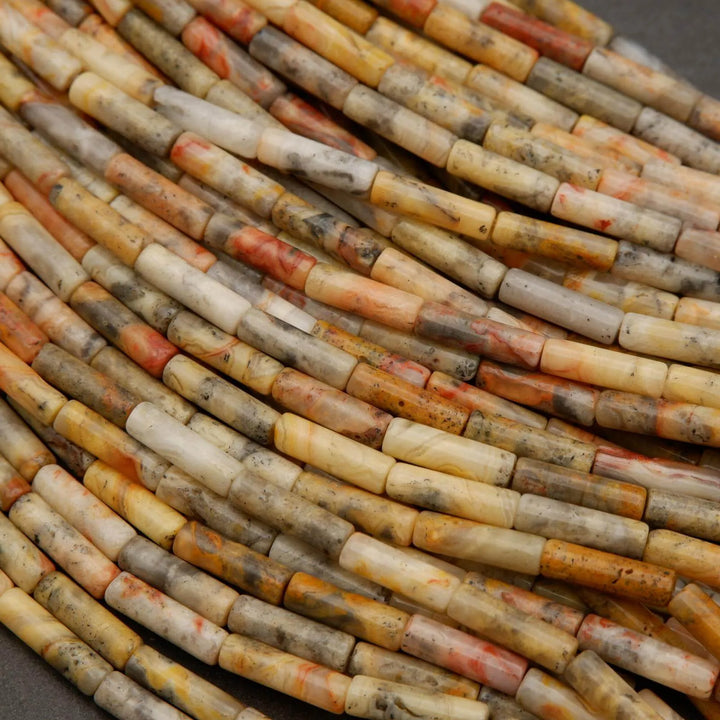 Crazy Lace Agate  · Smooth · Tube · 4mm, Tejas Beads, Uncategorized