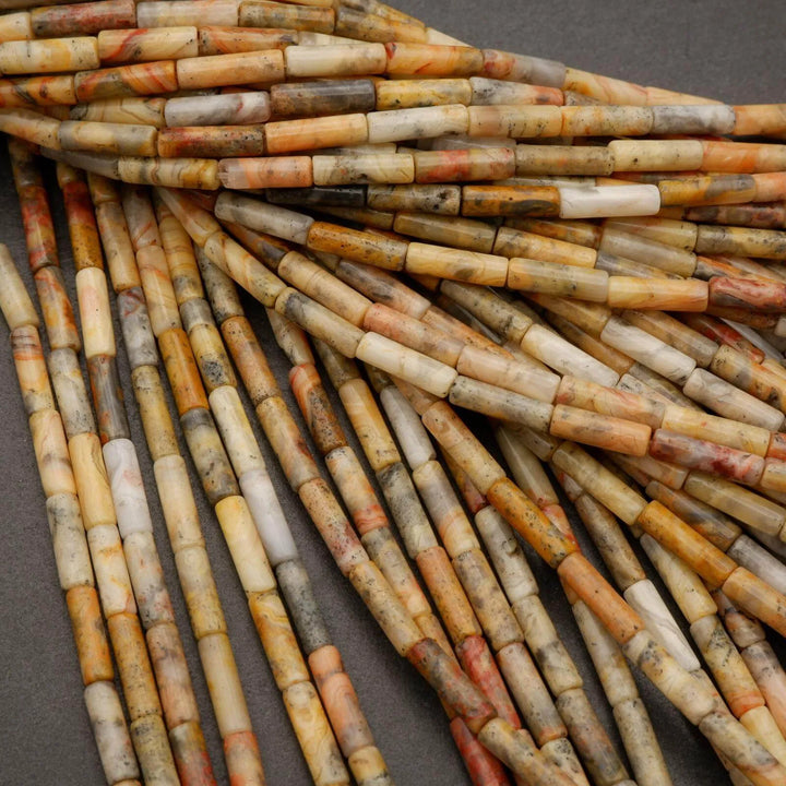 Crazy Lace Agate  · Smooth · Tube · 4mm, Tejas Beads, Uncategorized