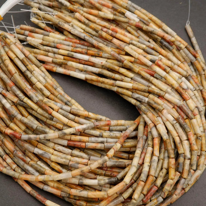 Crazy Lace Agate  · Smooth · Tube · 4mm, Tejas Beads, Uncategorized