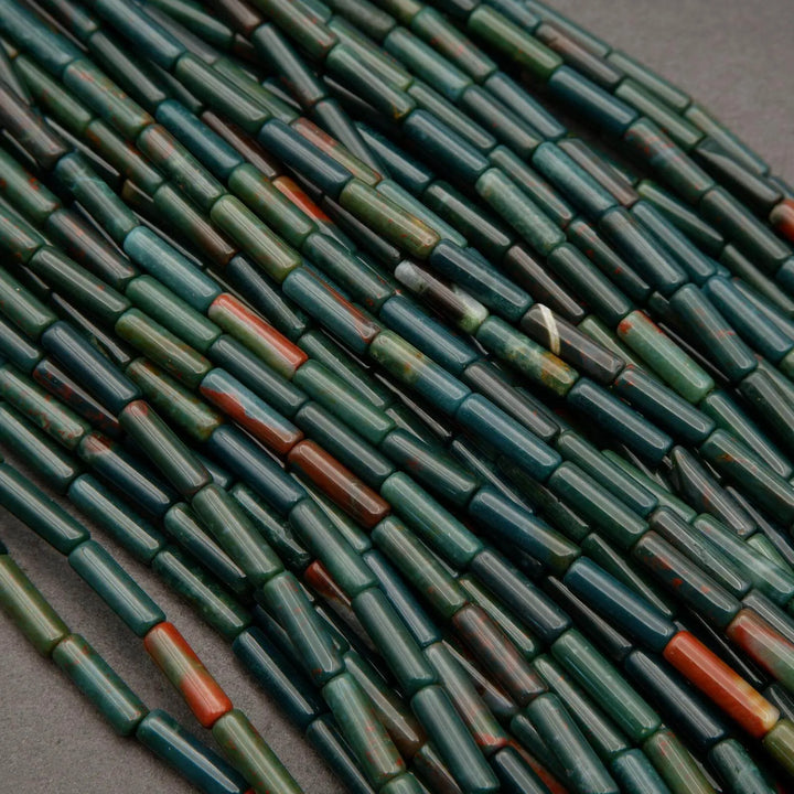 Bloodstone · Smooth · Tube · 4mm, Tejas Beads, Beads