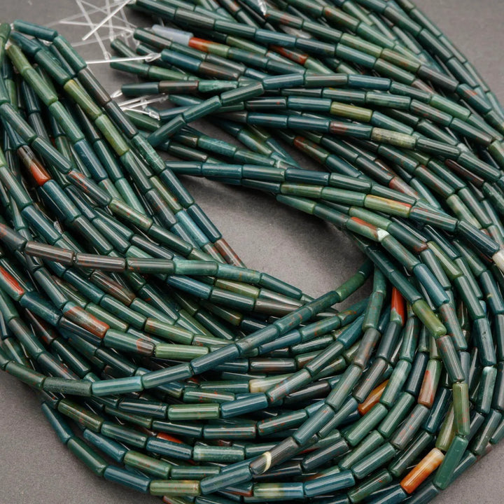 Bloodstone · Smooth · Tube · 4mm, Tejas Beads, Beads