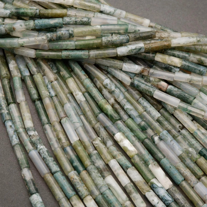 Tree Moss Agate · Smooth · Tube · 4mm, Tejas Beads, Beads