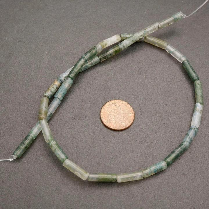 Tree Moss Agate · Smooth · Tube · 4mm, Tejas Beads, Beads