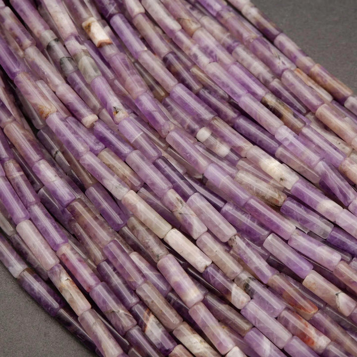 Chevron Amethyst · Smooth · Tube · 4mm, Tejas Beads, Beads
