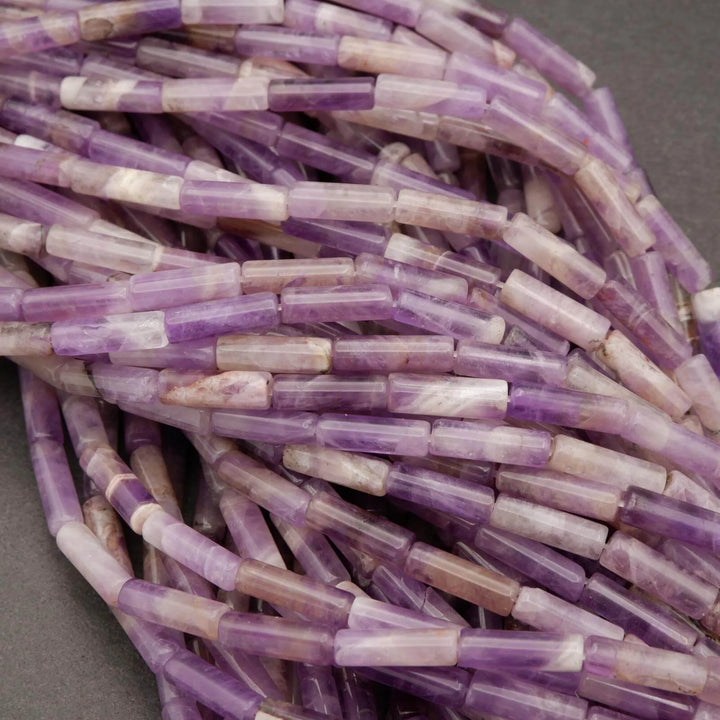 Chevron Amethyst · Smooth · Tube · 4mm, Tejas Beads, Beads
