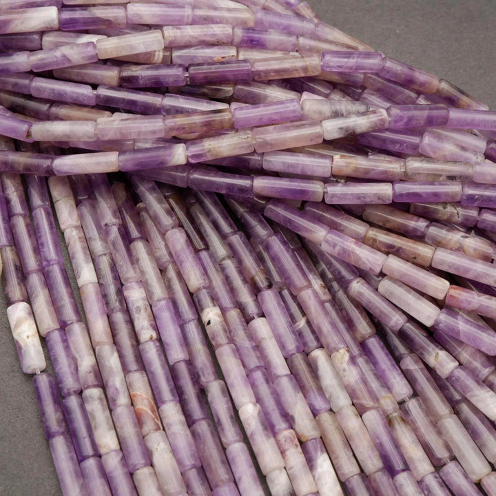 Chevron Amethyst · Smooth · Tube · 4mm, Tejas Beads, Beads