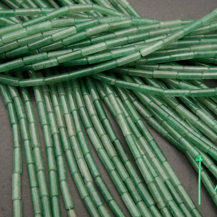 Green Aventurine · Smooth · Tube · 4mm, Tejas Beads, Uncategorized
