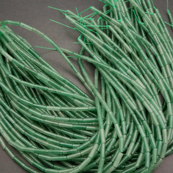 Green Aventurine · Smooth · Tube · 4mm, Tejas Beads, Uncategorized