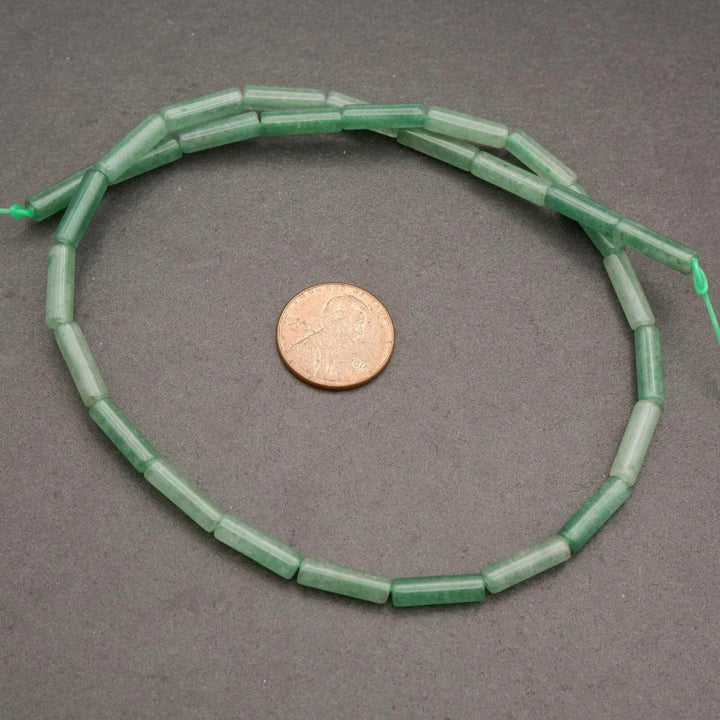 Green Aventurine · Smooth · Tube · 4mm, Tejas Beads, Uncategorized