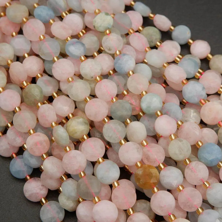 Beryl · Faceted · Coin · 10mm, Tejas Beads, Beads