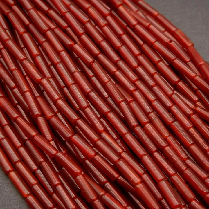 Red Carnelian A (alt) · Smooth · Tube · 4mm, Tejas Beads, Beads