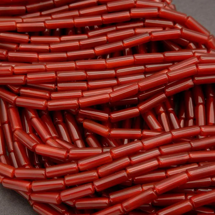 Red Carnelian A (alt) · Smooth · Tube · 4mm, Tejas Beads, Beads