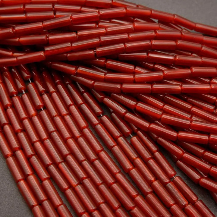 Red Carnelian A (alt) · Smooth · Tube · 4mm, Tejas Beads, Beads