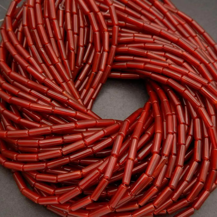 Red Carnelian A (alt) · Smooth · Tube · 4mm, Tejas Beads, Beads