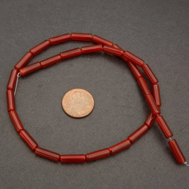 Red Carnelian A (alt) · Smooth · Tube · 4mm, Tejas Beads, Beads