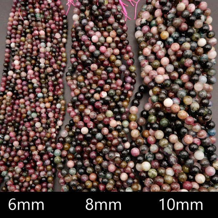 Watermelon Tourmaline · Smooth · Round · 6mm, 8mm, 10mm, Tejas Beads, Beads