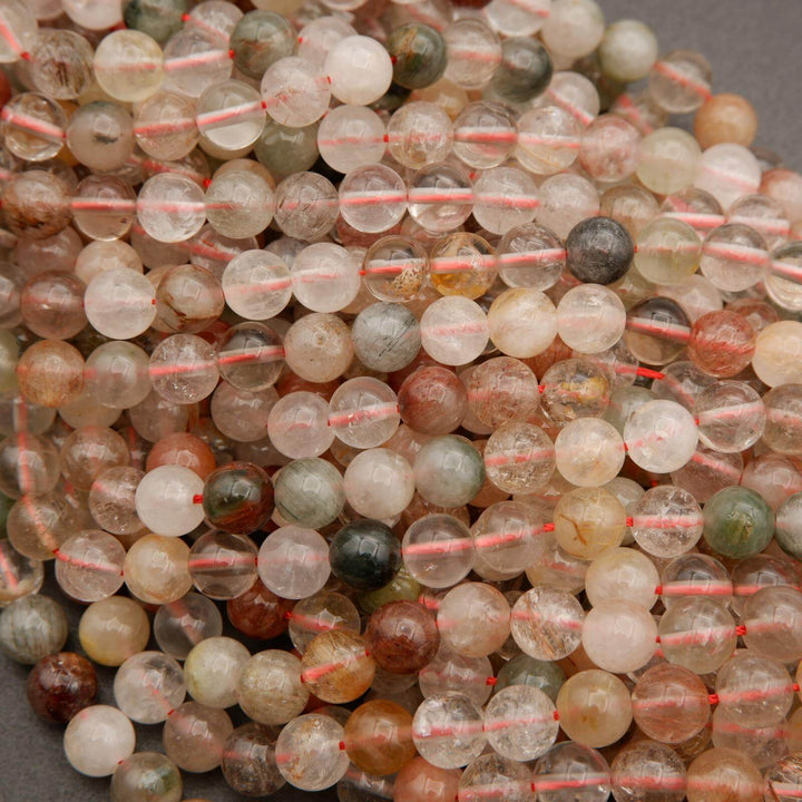 Rutilated Phantom Quartz · Smooth · Round · 6mm, 8mm, 10mm, Tejas Beads, Beads