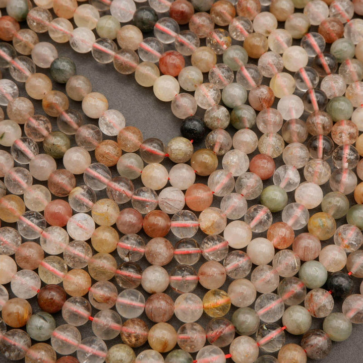 Rutilated Phantom Quartz · Smooth · Round · 6mm, 8mm, 10mm, Tejas Beads, Beads