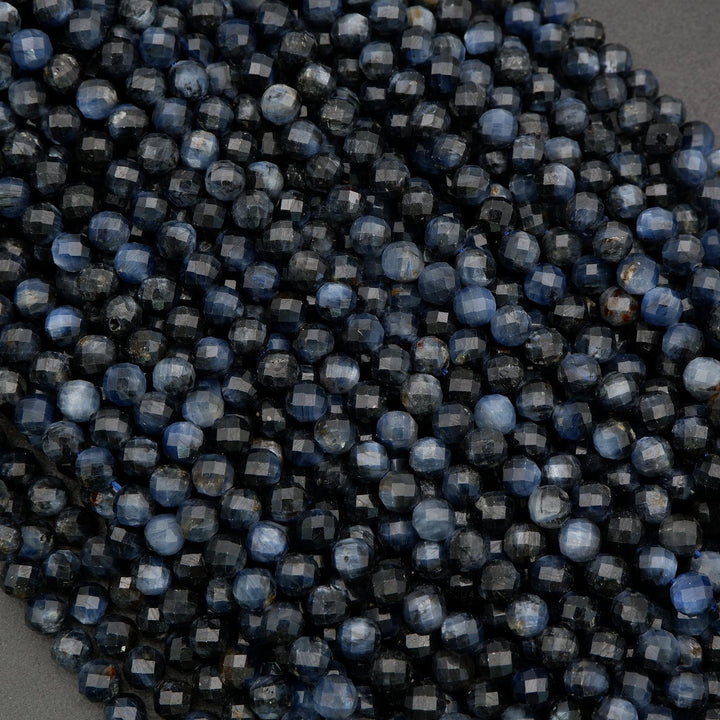 Natural dark blue kyanite gemstone beads with faceted finish