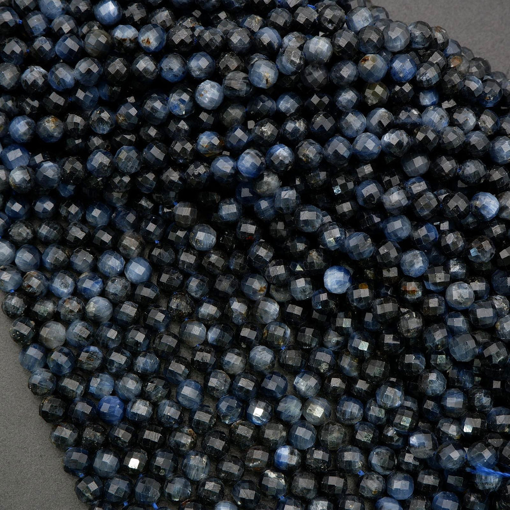 Faceted kyanite beads with earthy inclusions and subtle luster