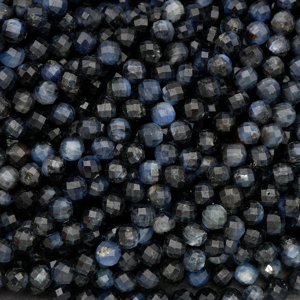 Faceted dark blue kyanite beads with natural color variation