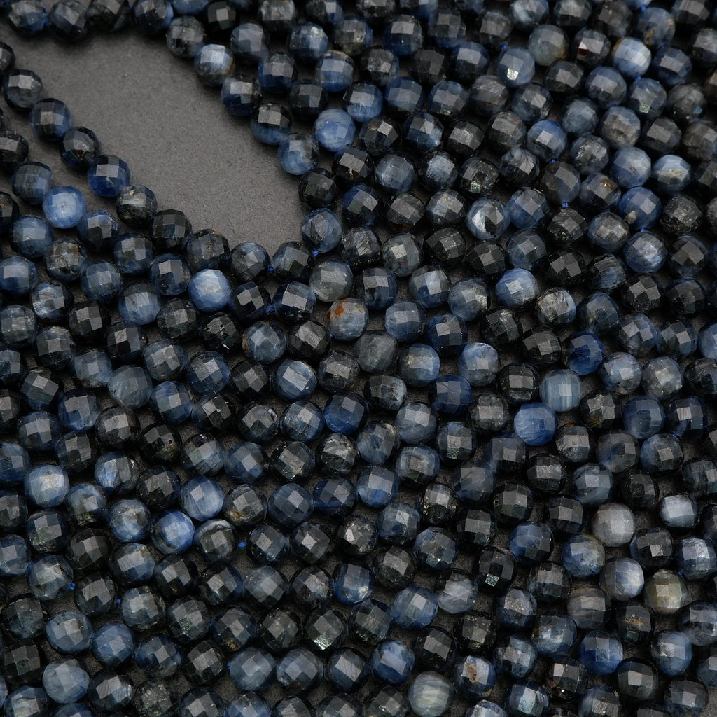 Dark blue kyanite gemstone beads strung for jewelry making