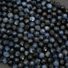 Faceted dark kyanite beads with organic texture and depth