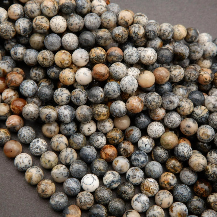 Black Dendritic Opal · Smooth · Round · 8mm, Tejas Beads, Beads