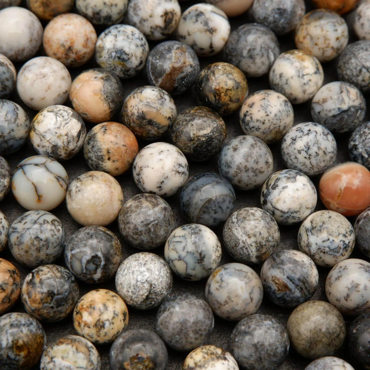 Black Dendritic Opal · Smooth · Round · 8mm, Tejas Beads, Beads