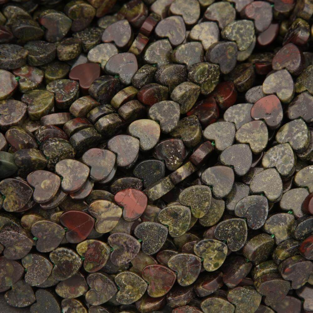 Close-up of heart-shaped stones in various colors