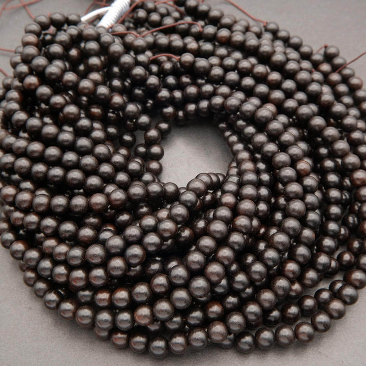 Ebony Wood · Smooth · Round · 6mm, 8mm, 10mm, Tejas Beads, Beads