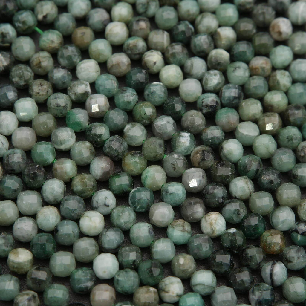 Close-up of green faceted beads