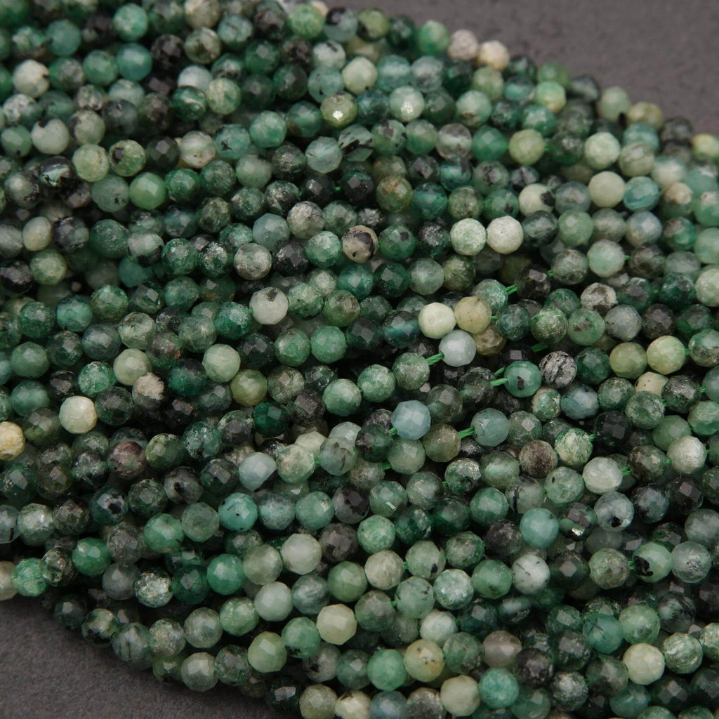 Close-up of green beads on a dark background