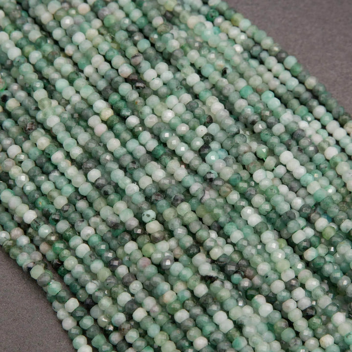Emerald · Microfaceted · Rondelle · 2x3mm, Tejas Beads, Beads