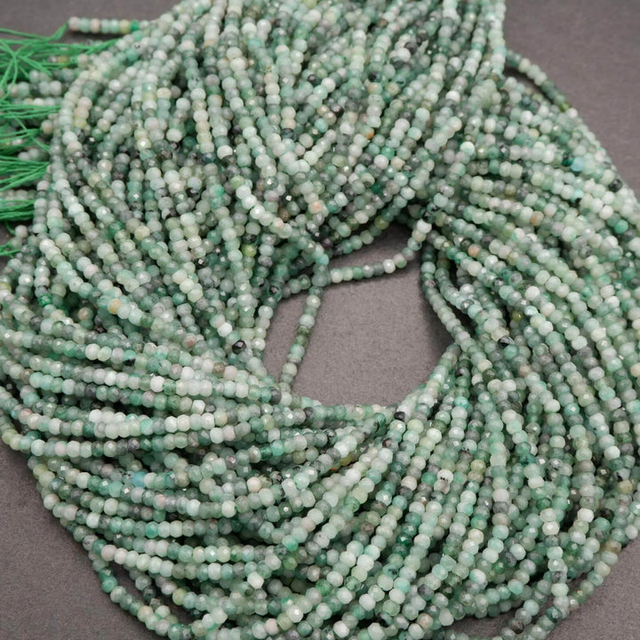 Emerald · Microfaceted · Rondelle · 2x3mm, Tejas Beads, Beads