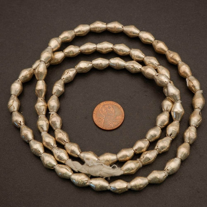 Ethiopian Silver White Metal · Smooth · Bicone · 7.5x10mm, Tejas Beads, Beads