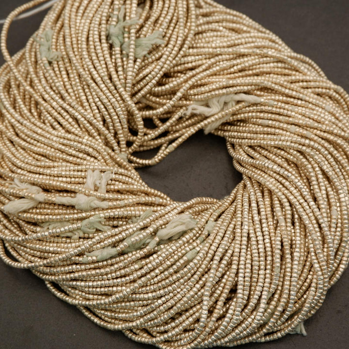 Ethiopian Silver White Metal · Smooth · Heishi · 1.5mm, 2mm, Tejas Beads, Beads