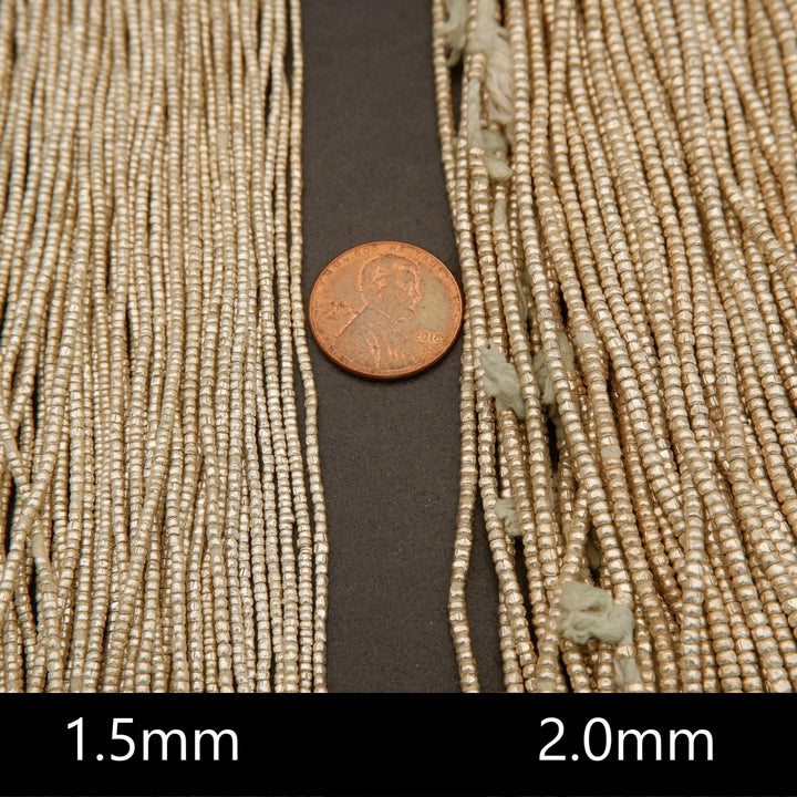 Ethiopian Silver White Metal · Smooth · Heishi · 1.5mm, 2mm, Tejas Beads, Beads