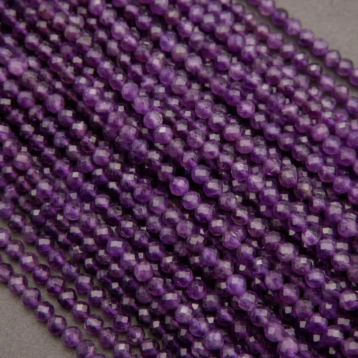 Amethyst A · Microfaceted · Round · 3mm, 4mm, Tejas Beads, Beads