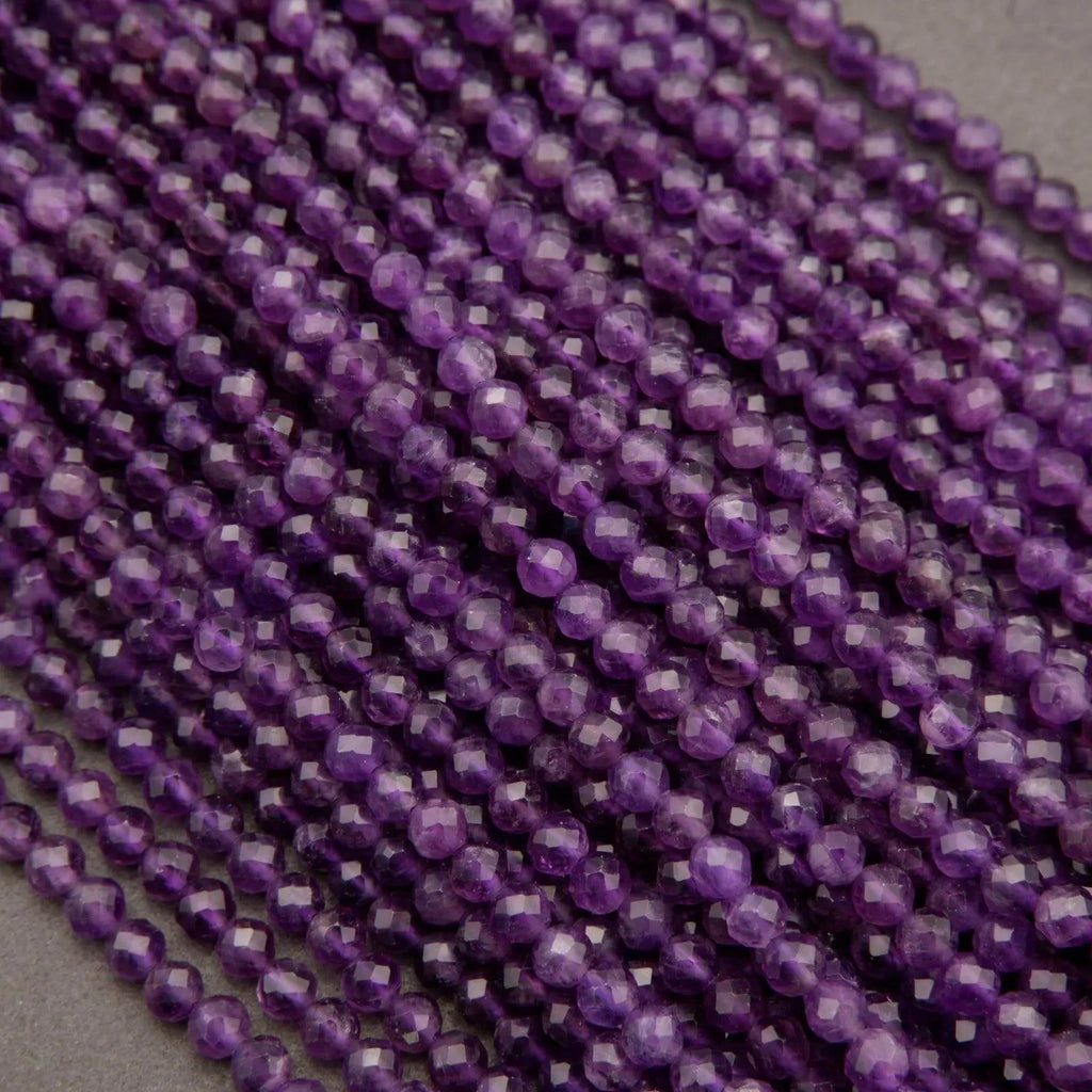 Amethyst A · Microfaceted · Round · 3mm, 4mm, Tejas Beads, Beads