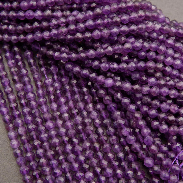 Amethyst A · Microfaceted · Round · 3mm, 4mm, Tejas Beads, Beads