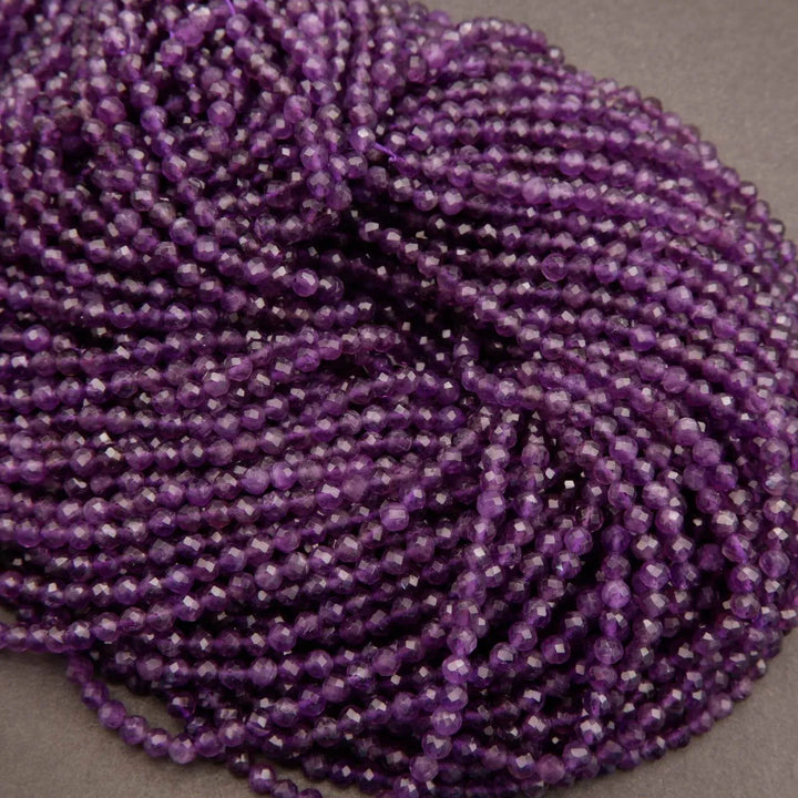 Amethyst A · Microfaceted · Round · 3mm, 4mm, Tejas Beads, Beads