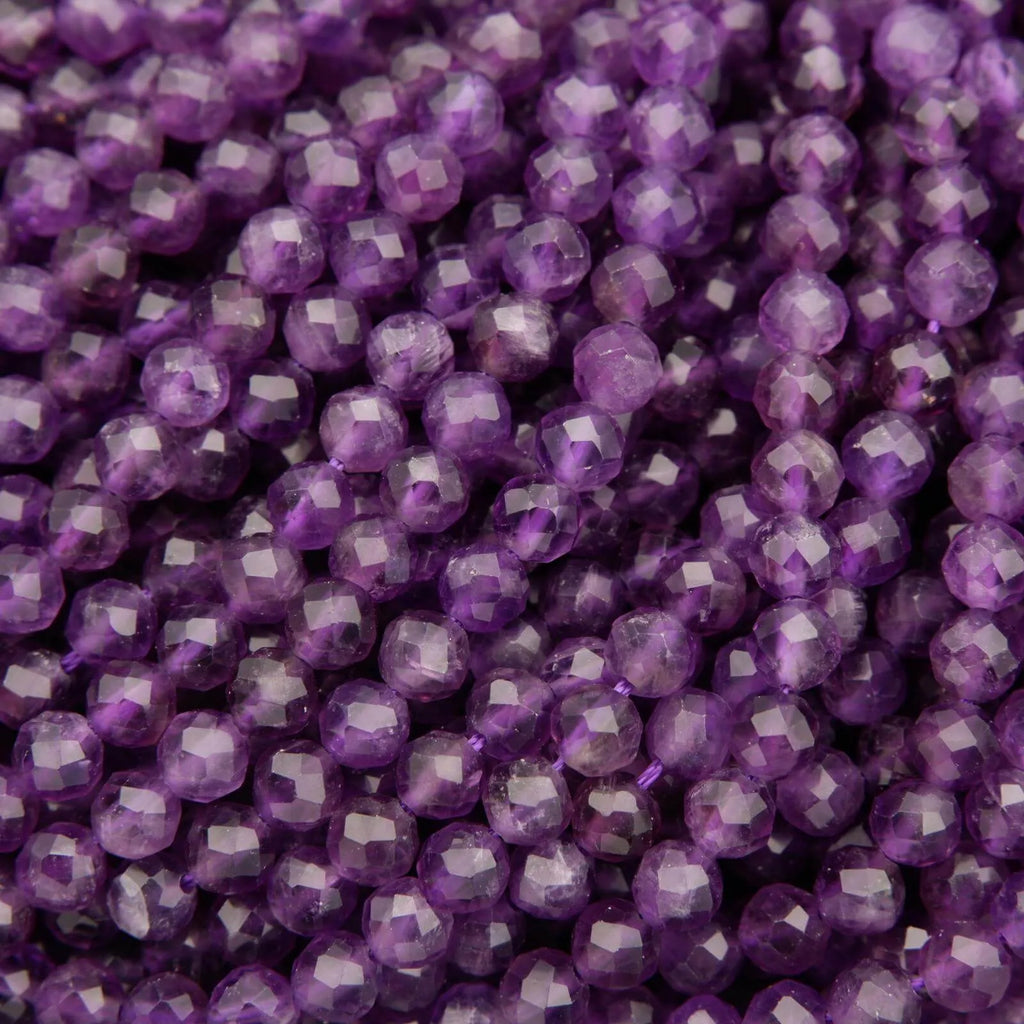 Amethyst A · Microfaceted · Round · 3mm, 4mm Beads Tejas Beads