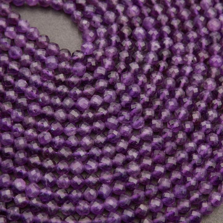 Amethyst A · Microfaceted · Round · 3mm, 4mm, Tejas Beads, Beads