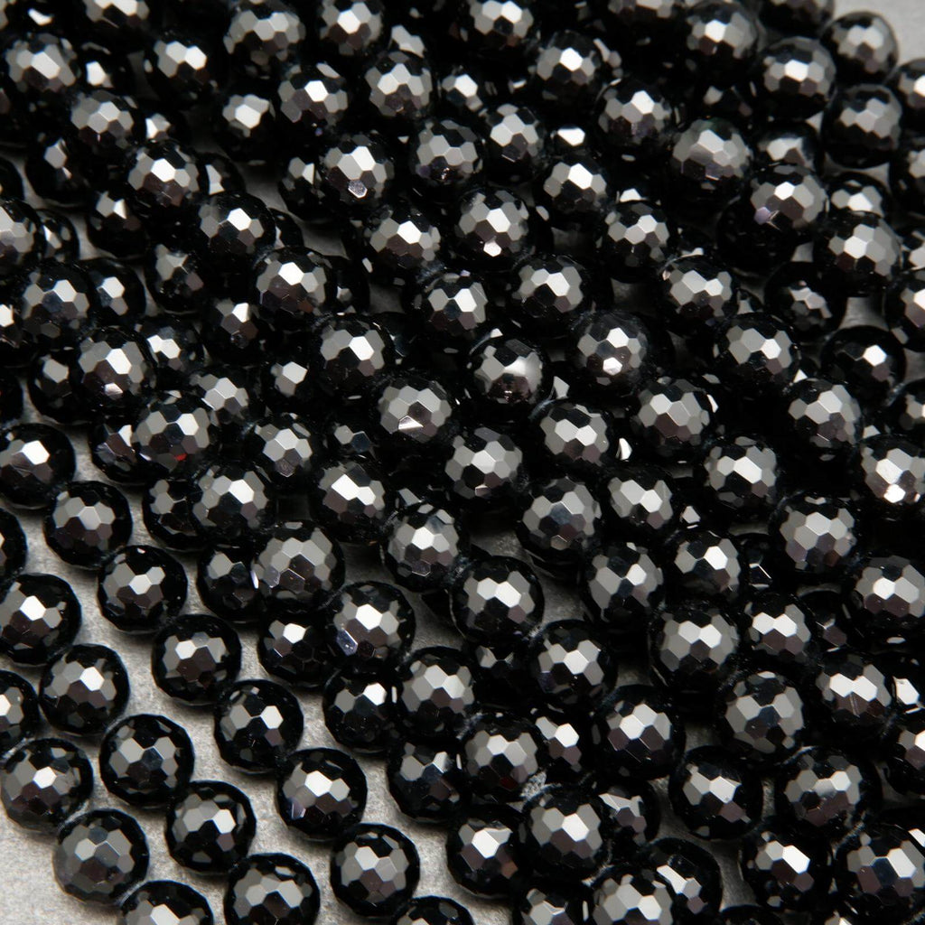Sparkling black onyx beads.